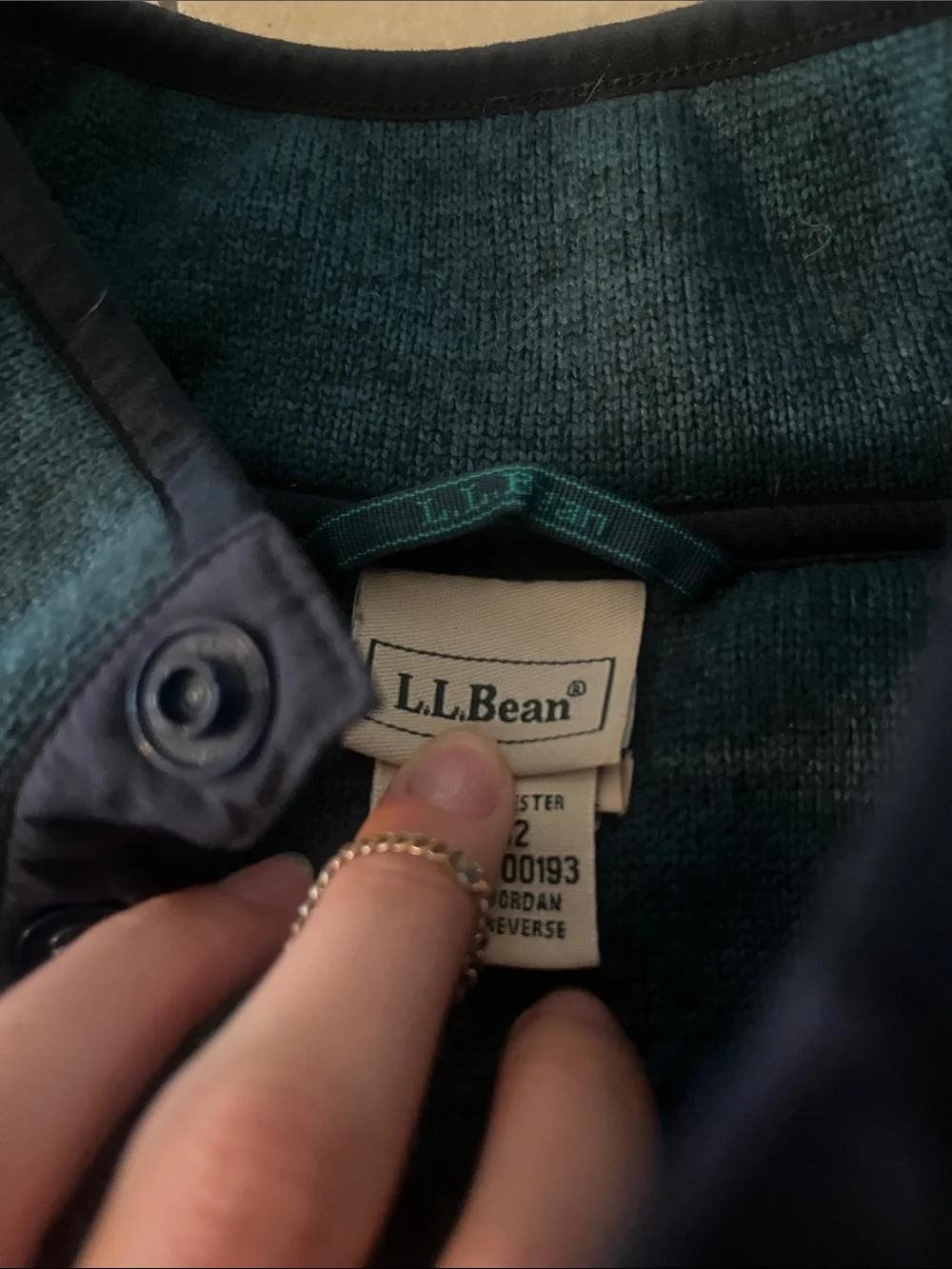 L.L. Bean Men's Dark Teal Zip-Up Fleece Pullover - Picture 4 of 5